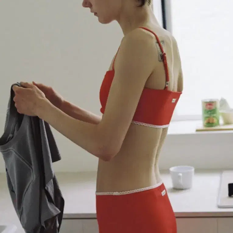 [BUNJANG] Overdue Flare Bikini Set Red New / 오버듀플레어 비키니 세트 새상품