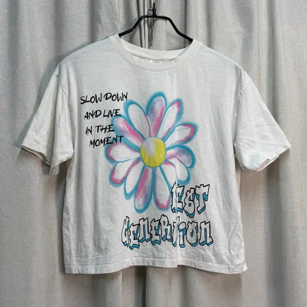 [BUNJANG] Zara Cotton Cropped Short Sleeve T-Shirt Women's Size 160 / [160] 자라 ZARA 코튼 면 크롭 숏 여성 반팔티