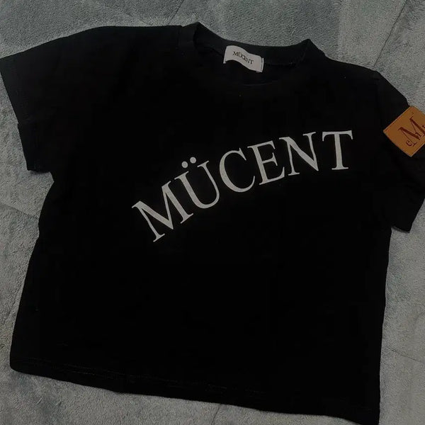 [BUNJANG] Musent Leather Point Signature Short Sleeve T-Shirt Black / 무센트 레더 포인트 시그니처 반팔 Black