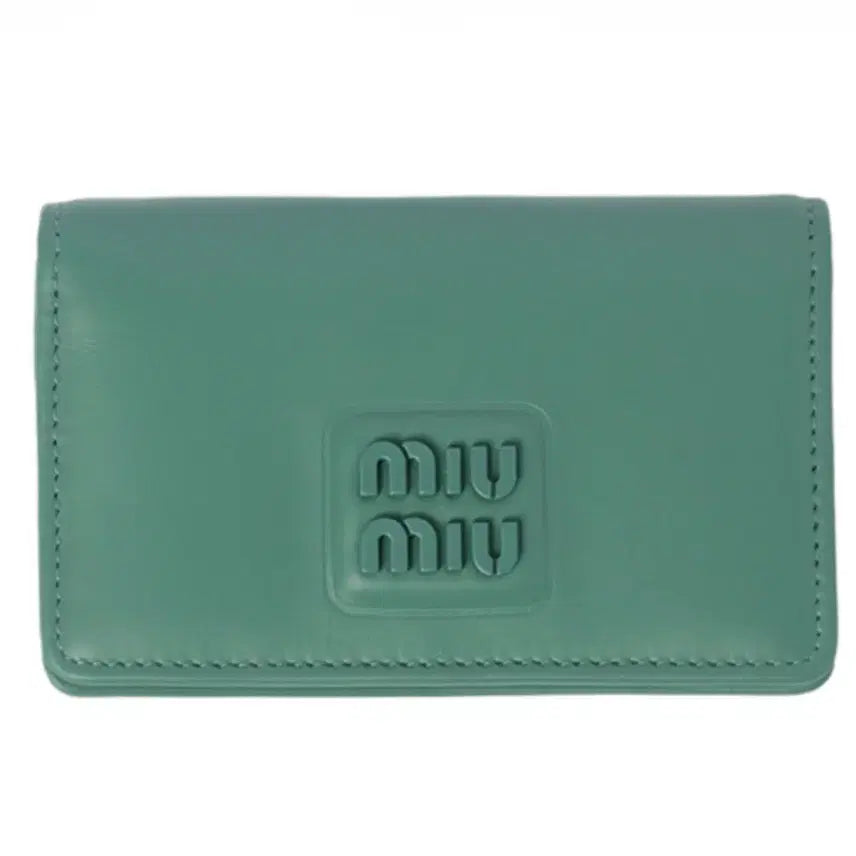 [BUNJANG] Miu Miu Leather Card Wallet Sage Green / 미우미우 레더 카드 반지갑 세이지 그린