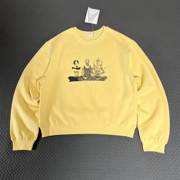 [BUNJANG] Chindown Graphic Sweatshirt Yellow / 친다운(Chindown) 그래픽 스웻셔츠 옐로우