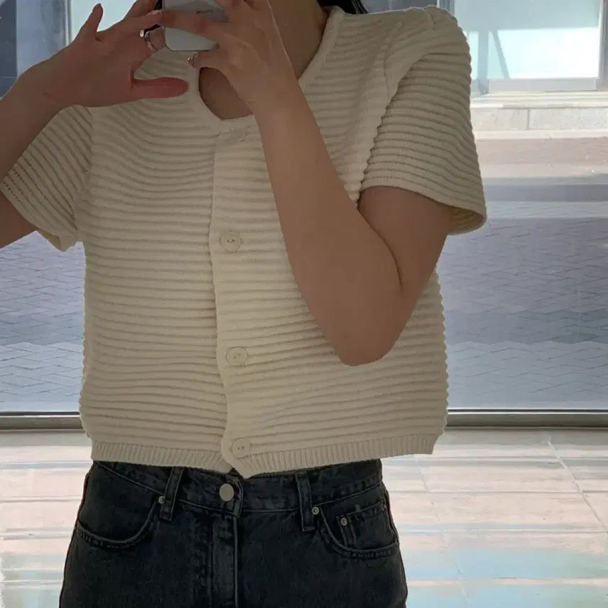 [BUNJANG] Wearweather Half Cardigan Ivory / wearweather 웨어웨더 하프가디건