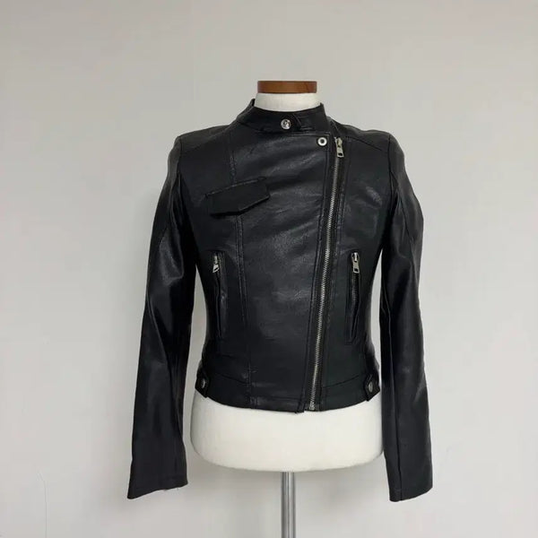 [BUNJANG] Black Leather Rider Jacket (M) / 소가죽 라이더 자켓 블랙 M