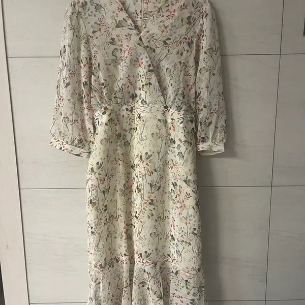 [BUNJANG] Floral Chiffon Wrap Dress / 랩스타일 플라워 쉬폰 원피스