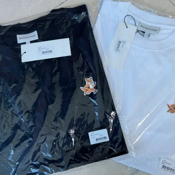 [BUNJANG] Maison Kitsuné Short Sleeve T-Shirt (Black/White) - Size L / 메종키츠네 반팔티 블랙/화이트