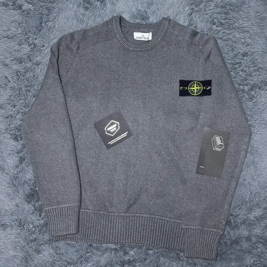 [BUNJANG] Stone Island Grey Knit Sweater - Size M / [백화점판/M]스톤아일랜드 그레이 니트