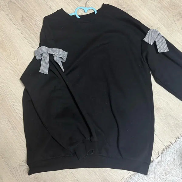 [BUNJANG] Dear My Love Ribbon Long Sleeve T-Shirt / 디마럽 ll-3l 리본 긴팔티셔츠 디어마이러브