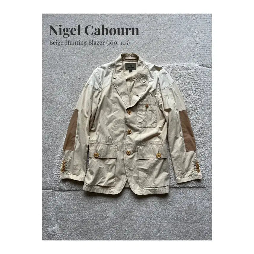 [BUNJANG] Nigel Cabourn Beige Patchwork Hunting Blazer / Nigel Cabourn 베이지 헌팅 자켓 (100-103)