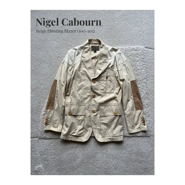 [BUNJANG] Nigel Cabourn Beige Patchwork Hunting Blazer / Nigel Cabourn 베이지 헌팅 자켓 (100-103)