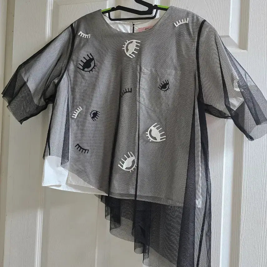 [BUNJANG] Jucy Judy Black Mesh Layered Top / Jucy Judy 블랙 망사 레이어드 탑