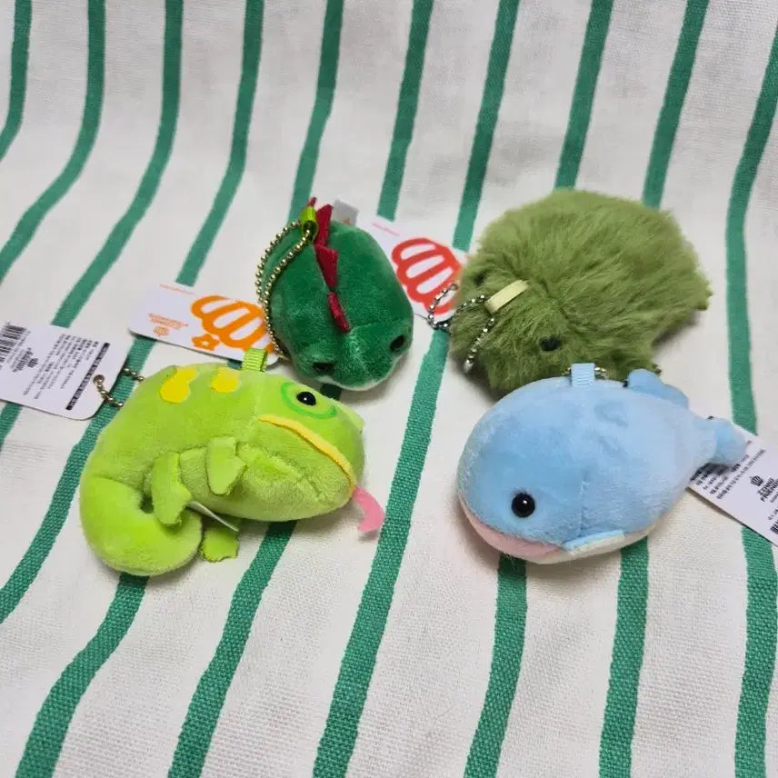 [BUNJANG] Dinosaur, Chameleon, Whale, Pac-Man Frog Keychain Set / 4개일괄 키링세트 (공룡, 카멜레온, 고래, 팩맨개구리)