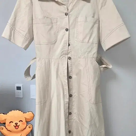 [BUNJANG] Nice Claup Beige Shirt Dress Size 55 / 나이스클랍 베이지 셔츠 원피스 55