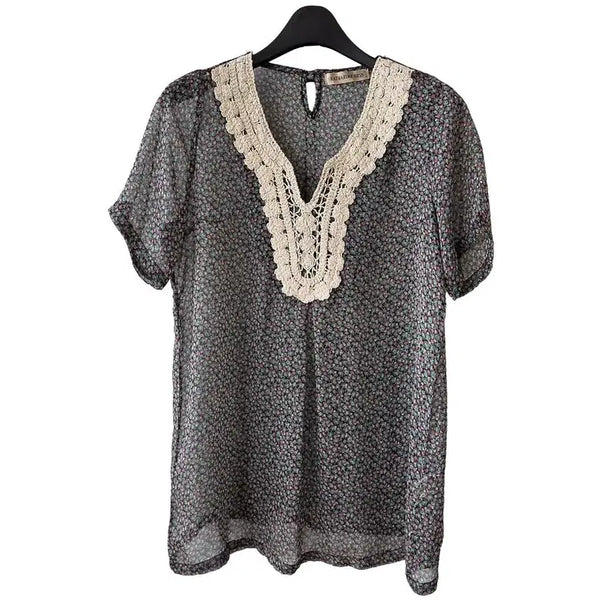 [BUNJANG] Sheer Floral Lace Blouse / F/시스루 잔꽃 레이스 블라우스