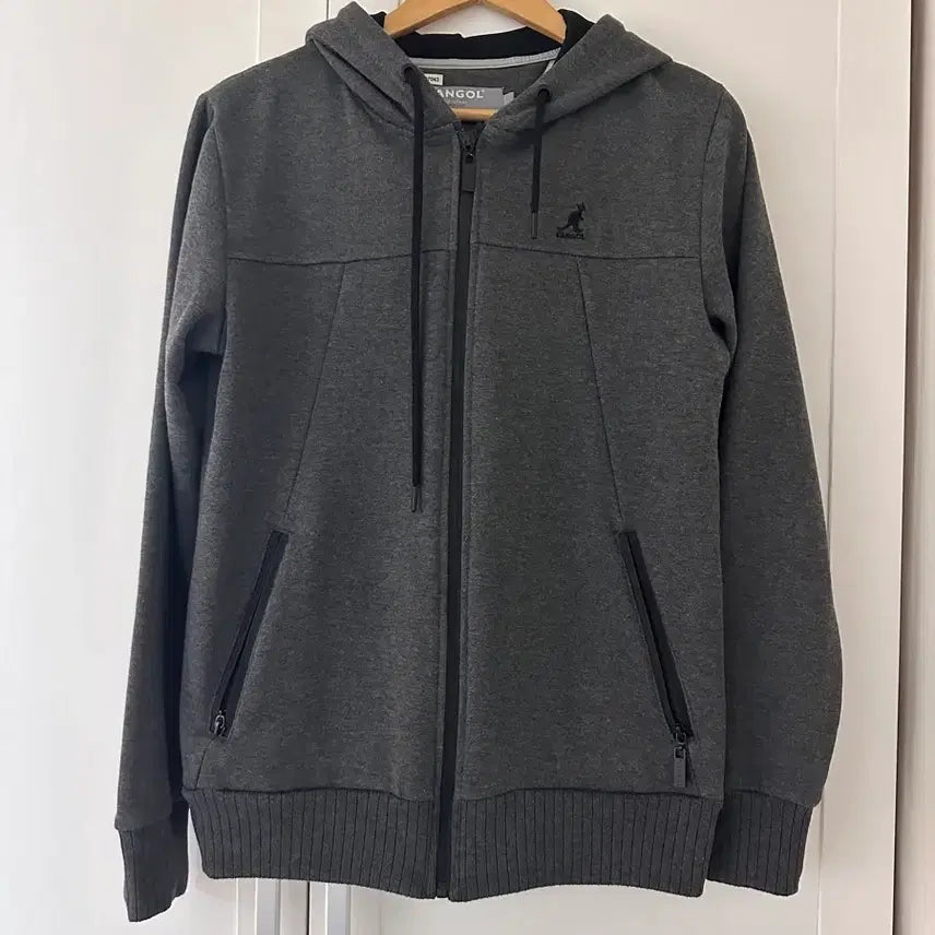[BUNJANG] Kangol Fleece Lined Hooded Zip-Up Gray S / 캉골 기모 후드집업 그레이