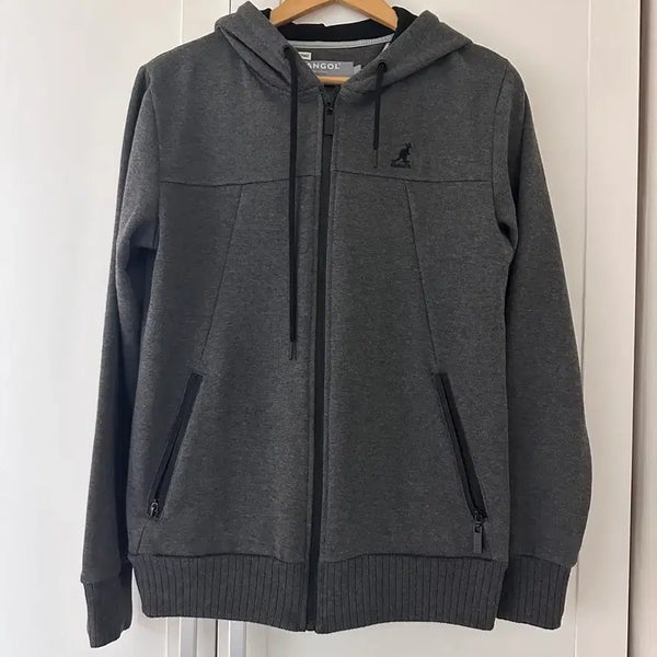 [BUNJANG] Kangol Fleece Lined Hooded Zip-Up Gray S / 캉골 기모 후드집업 그레이