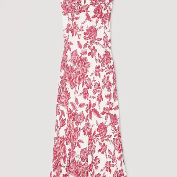 [BUNJANG] Sandro Floral Print Sleeveless Maxi Dress / SANDRO Floral Print Maxi Dress - Red(38)