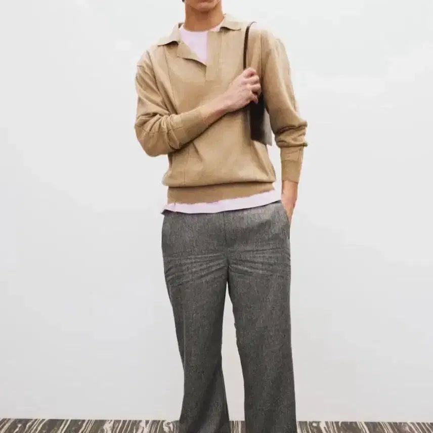 [BUNJANG] RECTO 25SS Creased Detail Flare Pants - Mélange Grey / 렉토 25SS 크리즈 디테일 플레어 팬츠 멜란지그레이