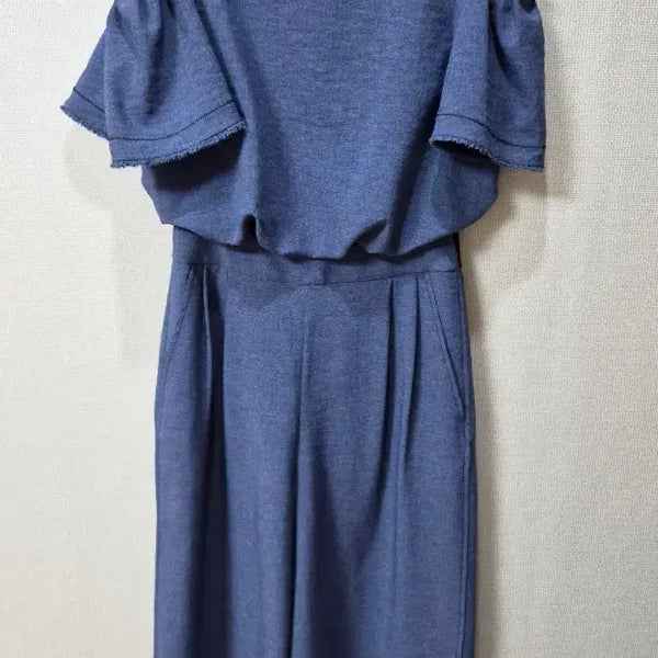 [BUNJANG] It Misha Melange Blue Off-Shoulder Jumpsuit / A-166 잇미샤 멜란지 블루 오프숄더 점프수트
