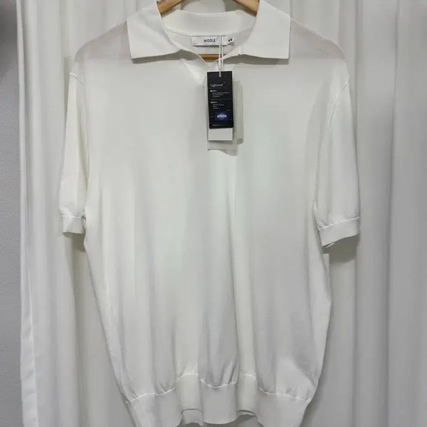 [BUNJANG] White Short-Sleeve Knit Polo Shirt - Light Cool, Size M / [새상품] 화이트 반팔 카라 니트 라이트쿨 M