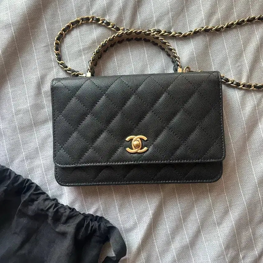[BUNJANG] Black Caviar Mini Bag / 블랙 캐비어 지갑 미니백