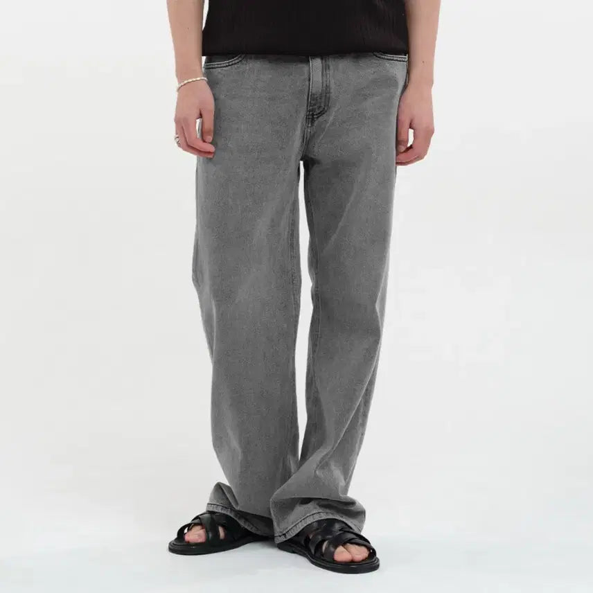 [BUNJANG] Decolloso Grey Wide Denim Pants (M) / 새상품) 데꼬로소 그레이 와이드 데님 팬츠 M 사이즈 팝니다.