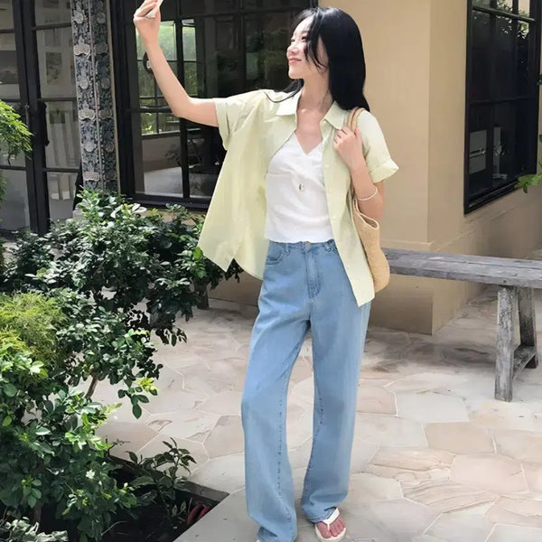[BUNJANG] Ganaesra Summer Wide Denim (Medium Blue, Long S) / 가내스라 썸머 와이드 데님(중청, 롱 s)