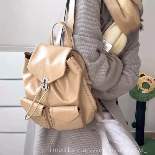 [BUNJANG] Vunque OCAM Two Double Pocket Backpack Peanut Beige M / 새상품급) 분크 오캄 두 더블 포켓 백팩 피넛 베이지 M
