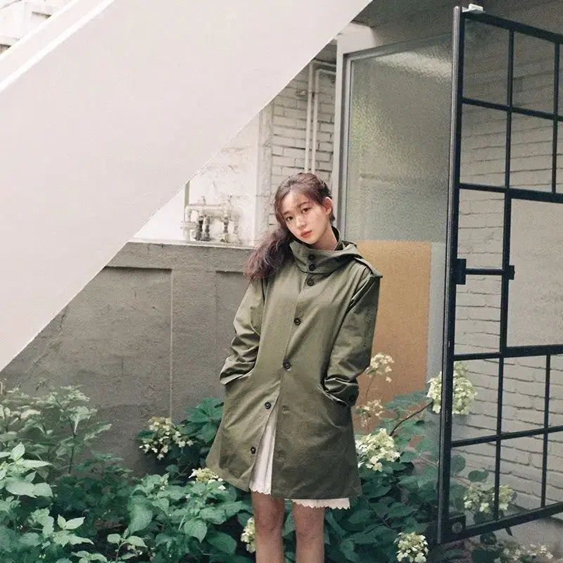 [BUNJANG] MilkCocoa Khaki Cape Trench Coat Jacket / 밀크코코아 카키색 트렌치 코트 자켓 케이프