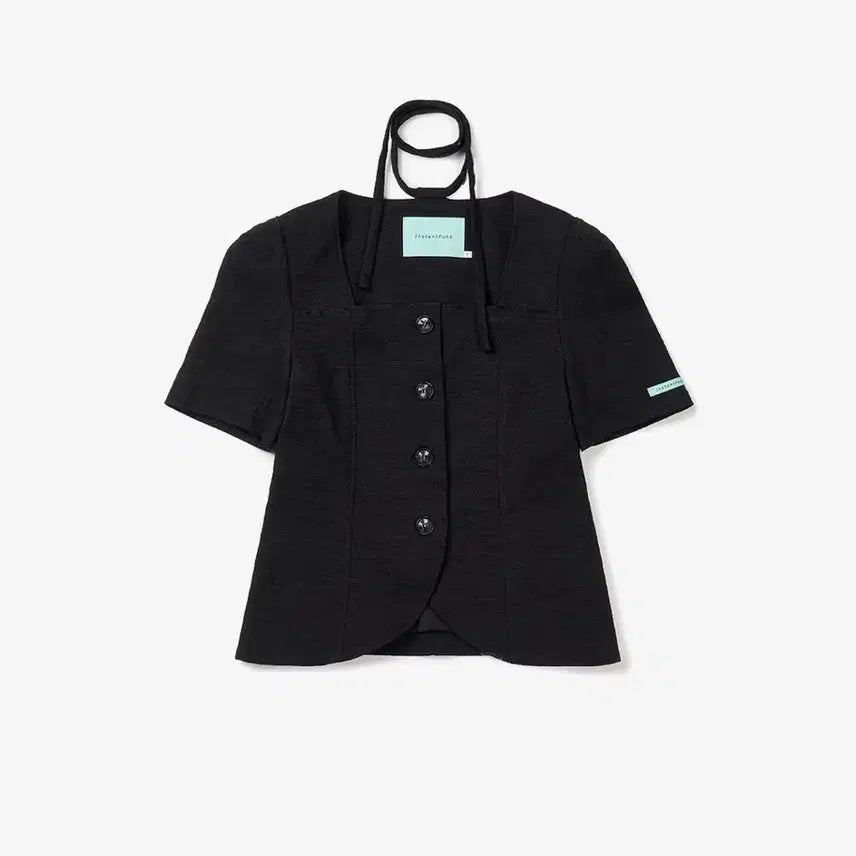 [BUNJANG] Instant Funk Summer Square Neck Short Sleeve Jacket - Black / 인스턴트펑크 썸머 스퀘어넥 반팔 자켓 - 블랙