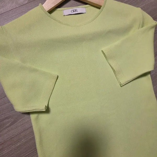 [BUNJANG] ORR High-Density Lime 5-Part Sleeve Knit S / ORR(오르) 고밀도  라임색 5부 니트 S