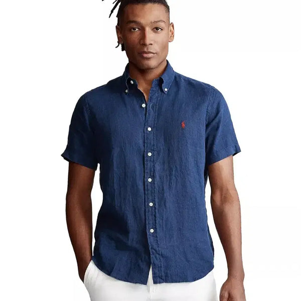 [BUNJANG] Polo Ralph Lauren Men's Linen Button-Up Short Sleeve Shirt / (정품)폴로 랄프로렌 남성 리넨셔츠 버튼업 반팔 셔츠 남방 린넨셔츠