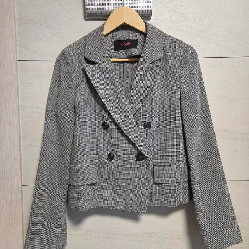 [BUNJANG] SOUP Linen Summer Check Jacket Size 55 / SOUP 린넨 여름 체크 자켓  55