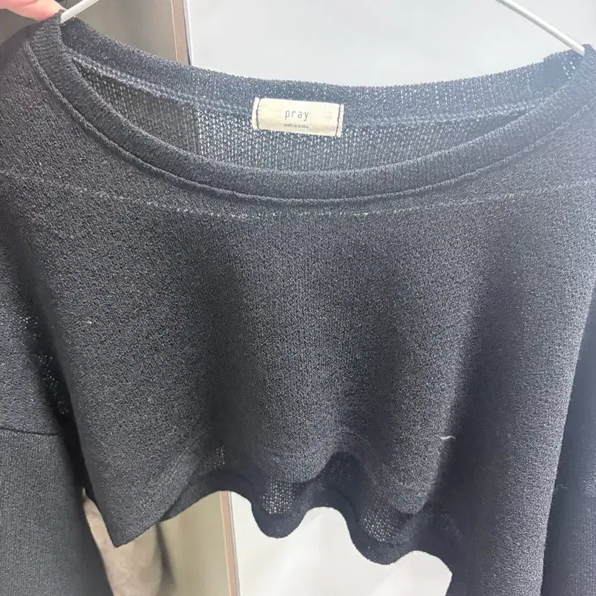 [BUNJANG] Sheer Crop Long Sleeve Top / 시스루 크롭 긴팔