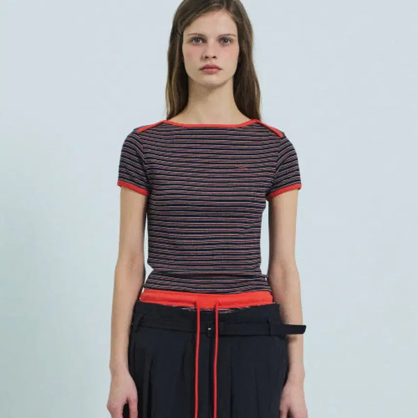 [BUNJANG] Grove DALIN Stripe Half Sleeve T-Shirt (Navy) / 그로브 DALIN STRIPE H/S T-SHIRT (NAVY) 반팔티