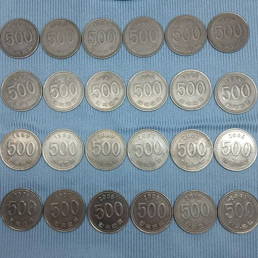 [BUNJANG] 500 KRW Coin Set (1982-2011, 24 Types) / 500원 동전 1982~2011년 24종