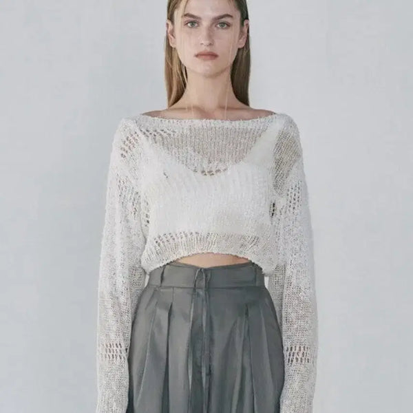 [BUNJANG] Diagonal Loose Crop Knit / 다이애그널 루즈크롭니트