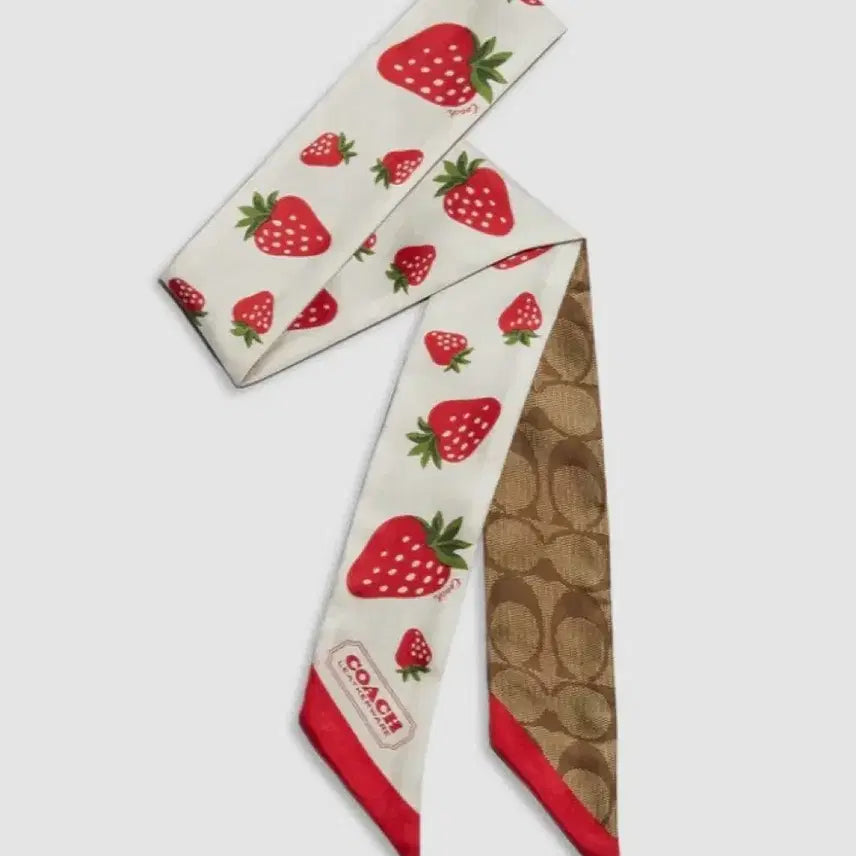 [BUNJANG] Coach Strawberry Skinny Silk Twilly Scarf / (정품)코치 스트로베리 스키니 실크 스카프 트윌리 딸기