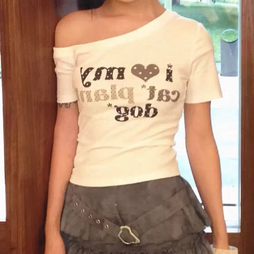 [BUNJANG] Off-Shoulder Sleeveless T-Shirt White M / 오프숄더 나시 반팔티 흰색 M