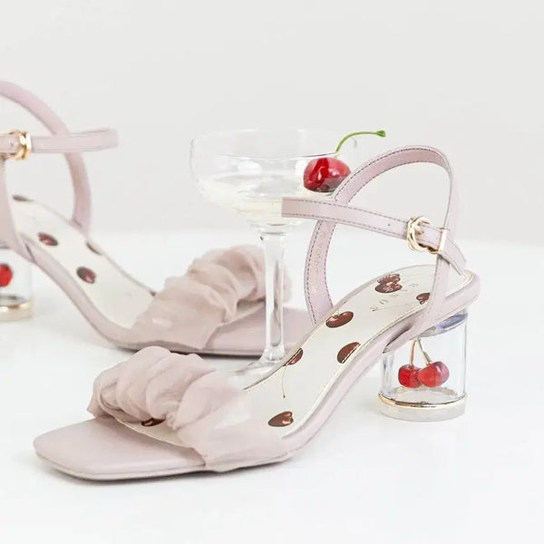[BUNJANG] Randa Cherry Heel Sandals Size L (245mm) Pink / Randa 랜다 체리 힐 샌들 L 245