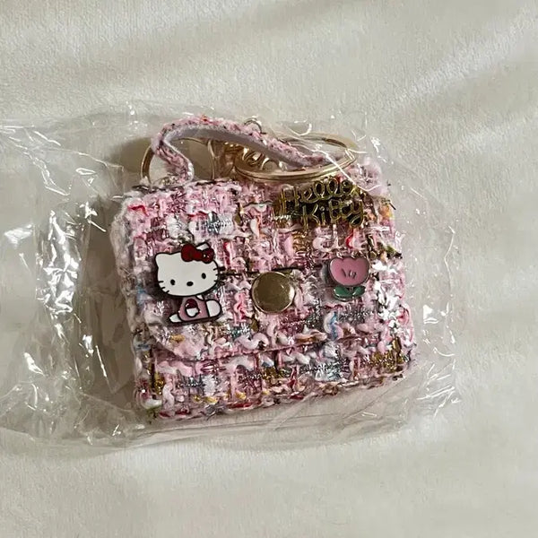 [BUNJANG] Kitty Tweed Mini Bag Keychain / 키티 트위드 미니 백 키링