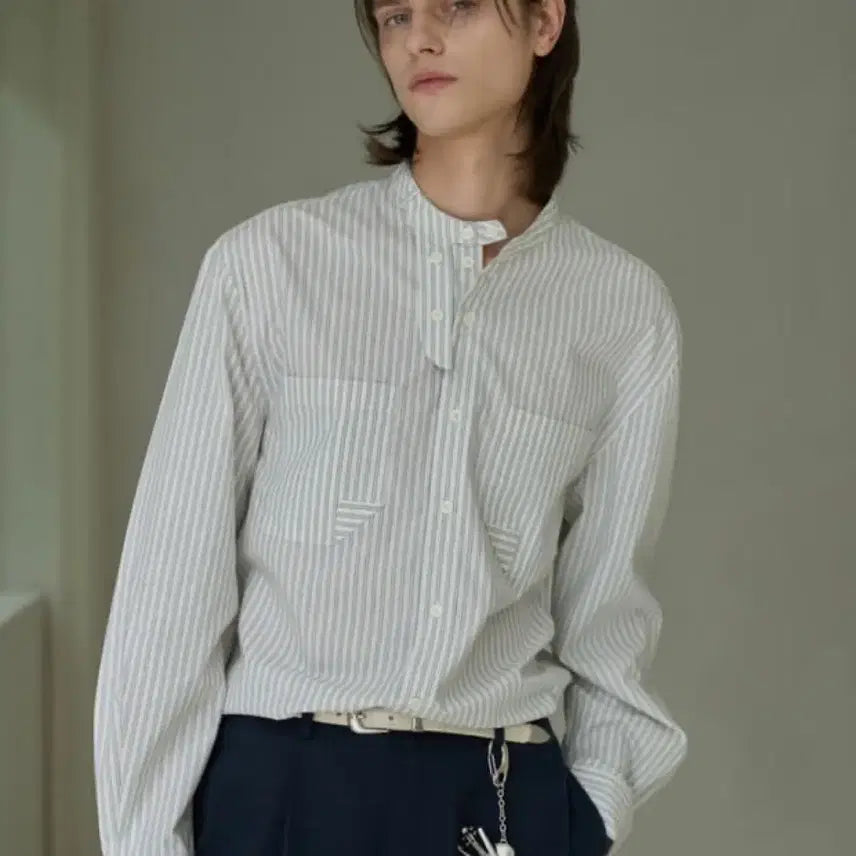 [BUNJANG] Waiverness China Collar Shirt "Vanilla Sky 2" / 웨이비니스 차이나카라 셔츠 바닐라스카이 2