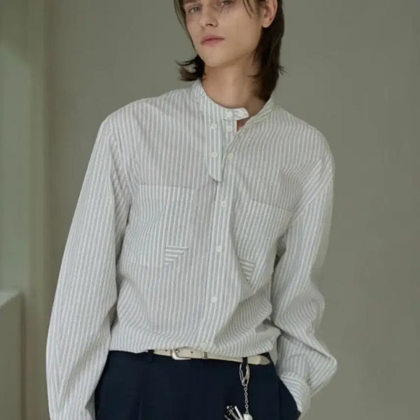 [BUNJANG] Waiverness China Collar Shirt "Vanilla Sky 2" / 웨이비니스 차이나카라 셔츠 바닐라스카이 2