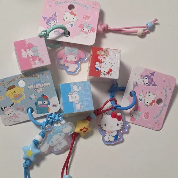 [BUNJANG] Sanrio Character Cube Keychain Set Hello Kitty / Cinnamoroll / My Melody / 산리오 큐브 키링 세트 헬로키티/시나모롤/마이멜로디