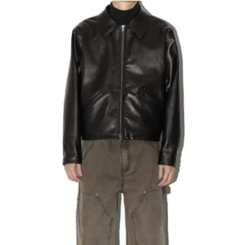 [BUNJANG] PU Leather Jacket Dark Brown / 가죽자켓 다크브라운 S