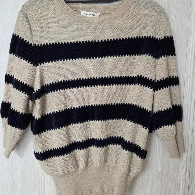 [BUNJANG] The Cashmere Knit Beiges Striped Sweater / 더캐시미어니트