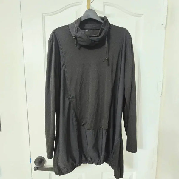 [BUNJANG] Black Turtleneck Long Sweatshirt / 블랙 터틀넥 롱 맨투맨 얇은 긴팔