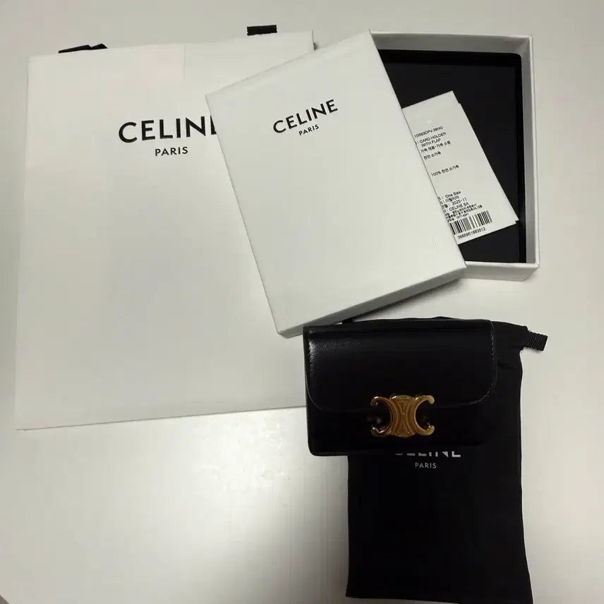 [BUNJANG] Celine Triomphe Calfskin Flap Card Holder / 셀린느 트리옹프 카프스킨 플랩 카드지갑