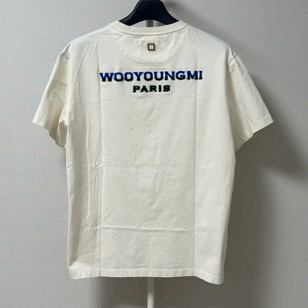[BUNJANG] WooYoungMi Fuzzi Back Logo Short Sleeve T-Shirt Ivory / [50] 우영미 퍼지 백로고 반팔 티셔츠 아이보리