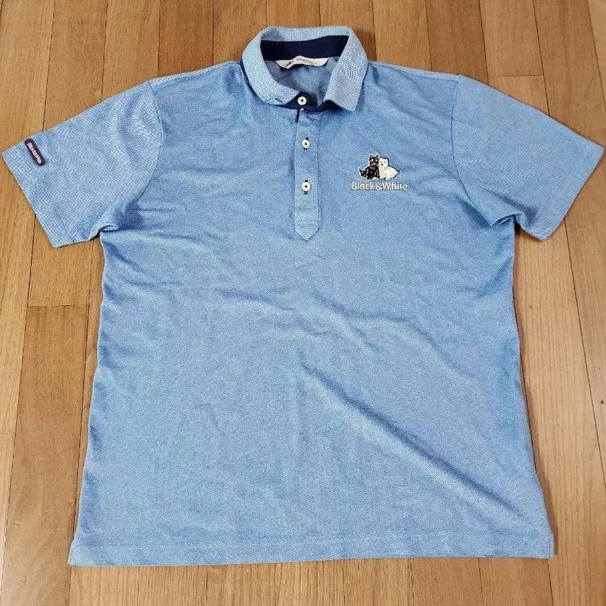 [BUNJANG] Black & White Golf Wear Short Sleeve Polo Shirt L Blue / 블랙앤화이트 골프웨어  반팔 카라티 L 블루