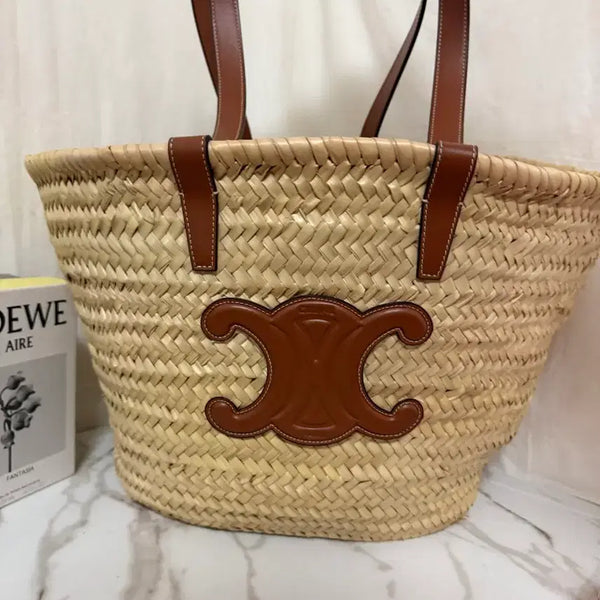 [BUNJANG] Celine Triomphe Panier Raffia Shoulder Bag Medium / 셀린느 트리옹프 파니에 라피아 숄더백 미디움 정품